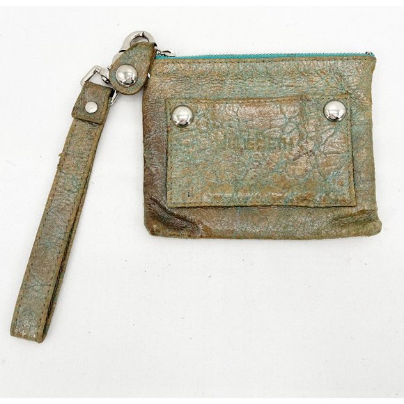 JulieBeth Handbags - JulieBeth Wristlet in Green/Brown Leather